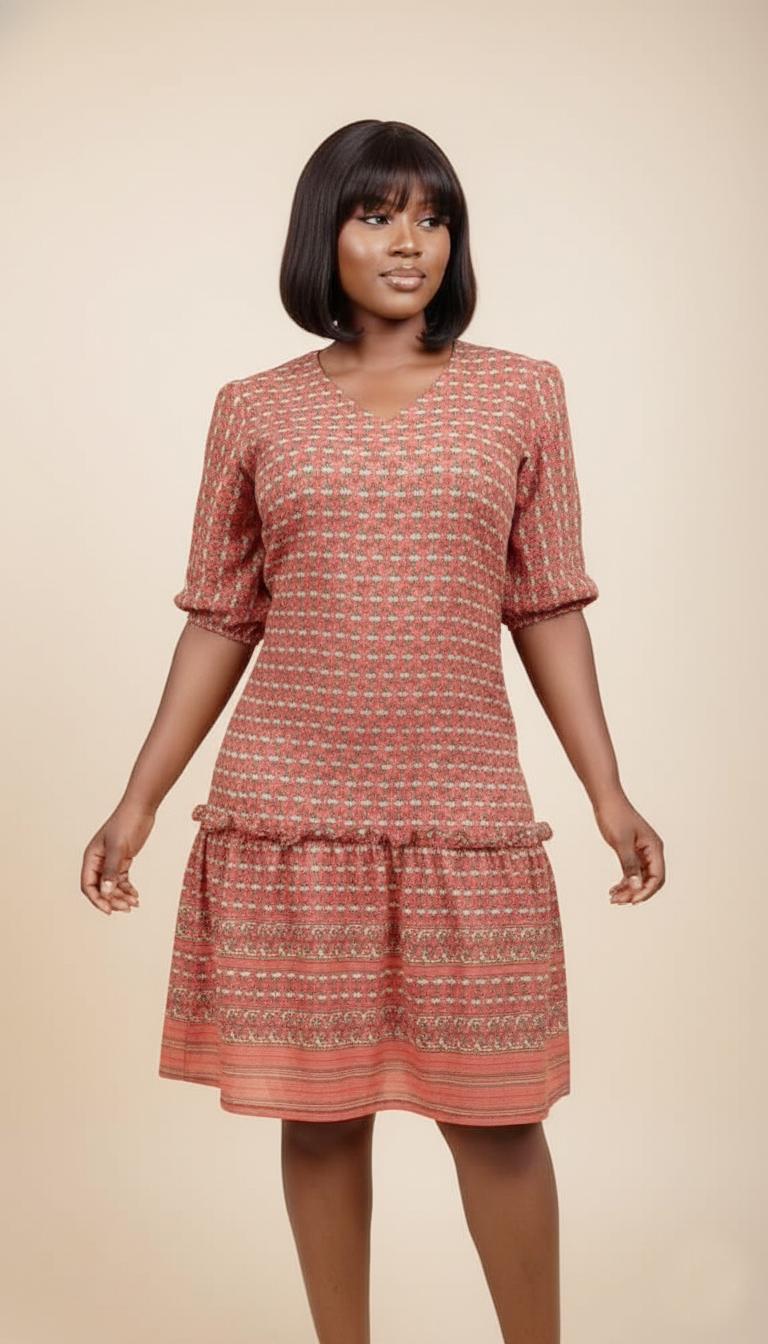 straight textured floral dress