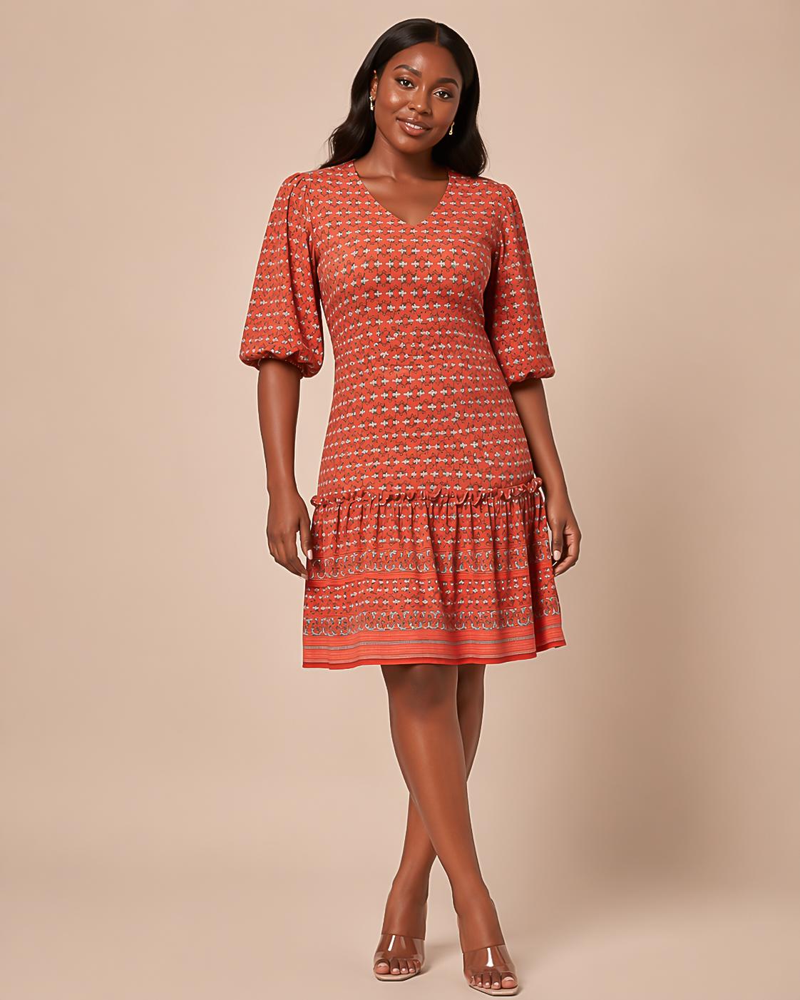 straight textured floral dress